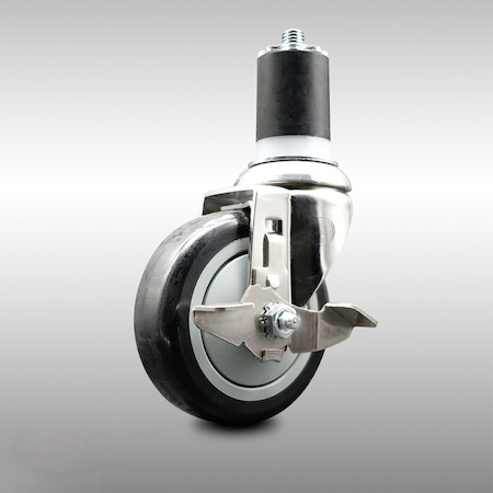 Service Caster 4 Inch 316SS Black Polyurethane Swivel 1-7/8 Inch Expanding Stem Caster Brake SCC-SS316EX20S414-PPUB-BLK-TLB-178